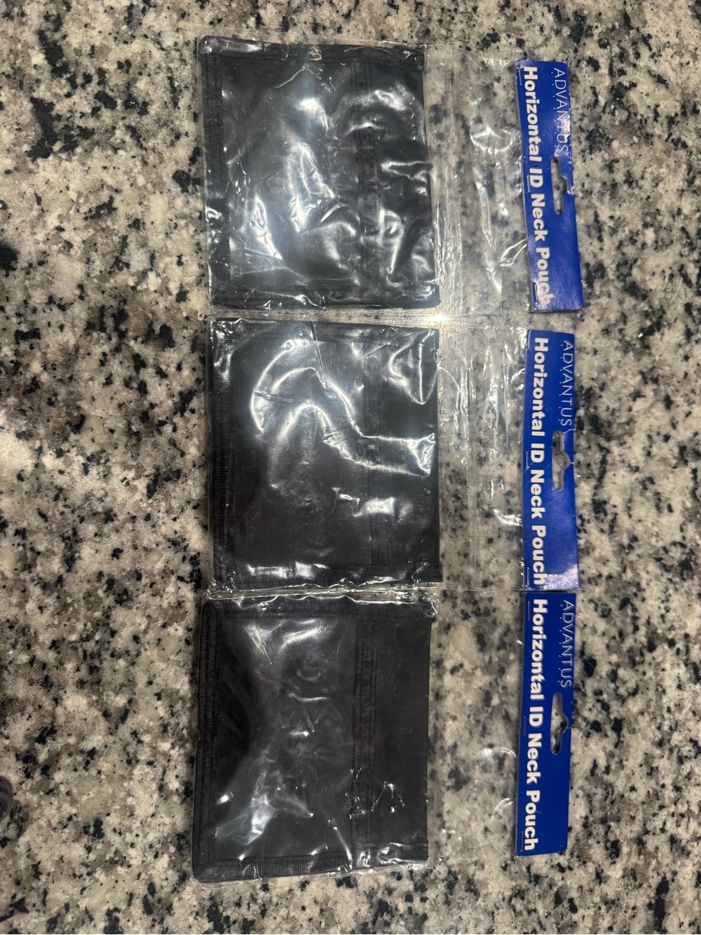 Horizontal ID Neck Pouch - Black (3 Pack)